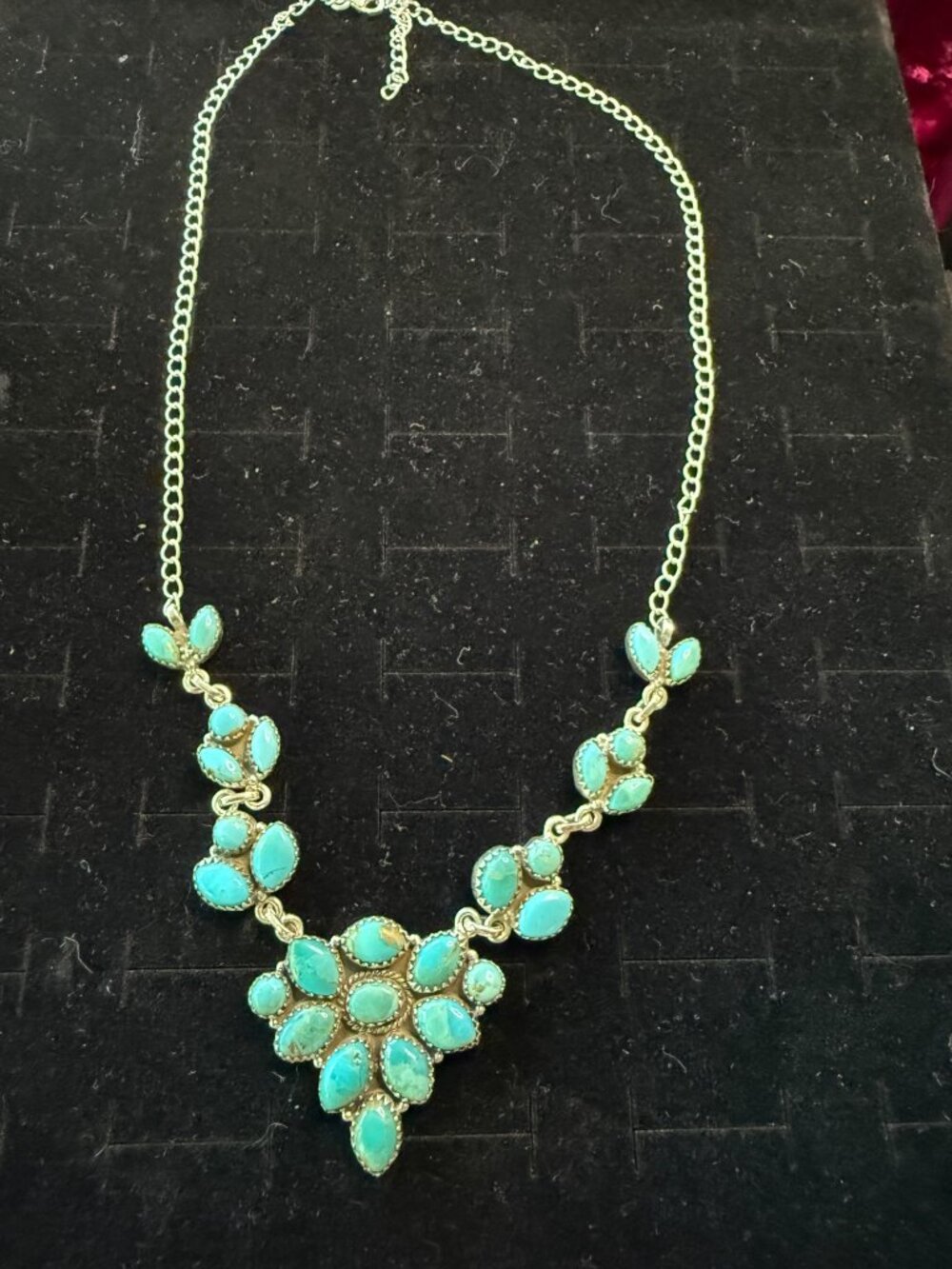 Sterling Silver Kingman Turquoise Necklace Adjustable Up To 20 Inches